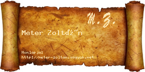 Meter Zoltán névjegykártya